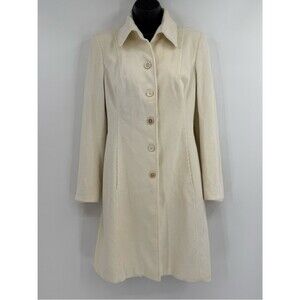 Piazza Sempione Corduroy A-Line Button Front Coat | Cream | IT 38 / XS